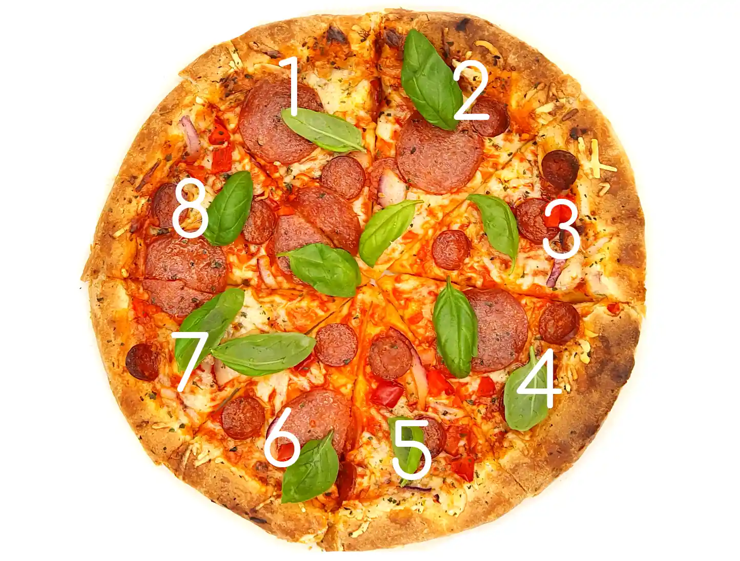 14 inch pizza sliced in 8 slices